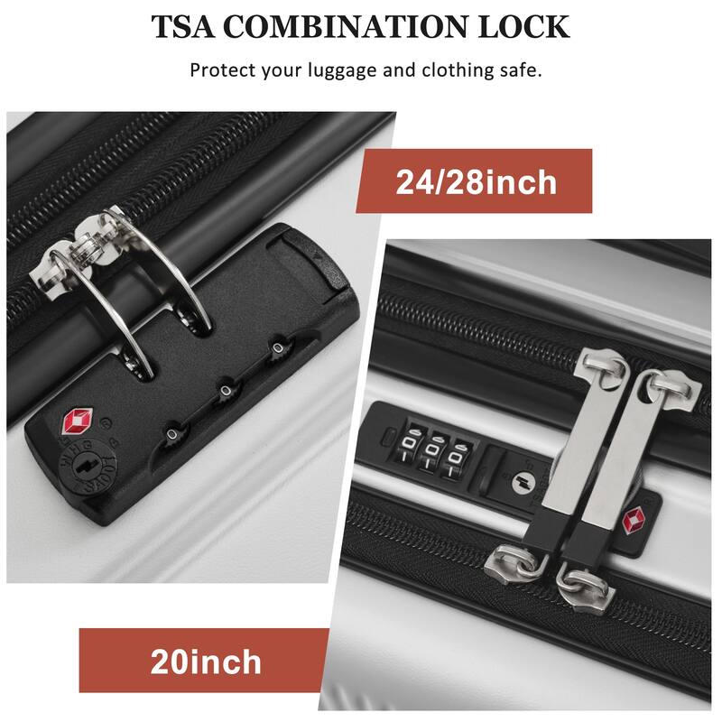 Luggage Sets 5 Piece with Half-opening, Hardside Carry On Suitcase Set with Double Spinner Wheel, with USB Port,TSA Locks