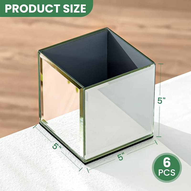 Set of 6 Modern Mirrored Cube Vases