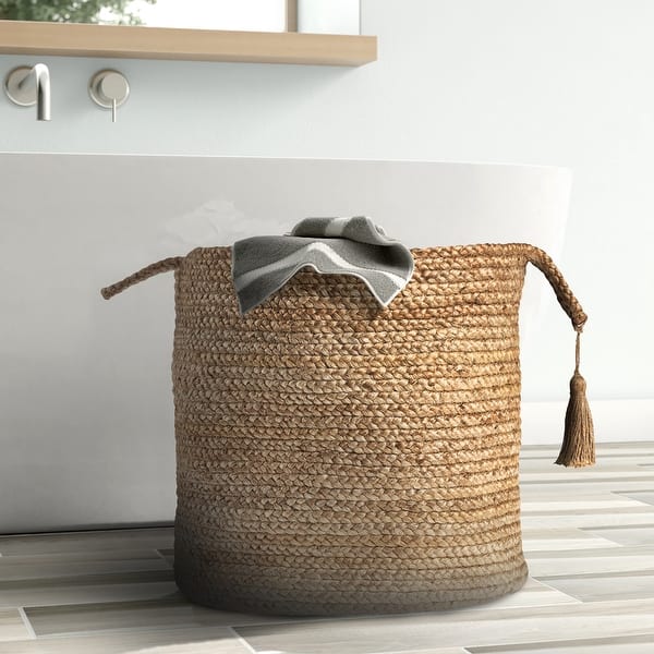 slide 2 of 10, LR Home Montego Solid Natural Jute Decorative Storage Basket (19 in.) - 19" x 19" x 19" Brown