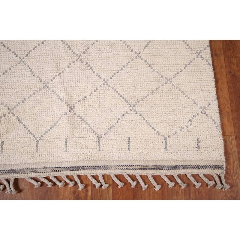 All-Over Trellis Moroccan Modern Area Rug Handmade Wool Carpet - 7'0"x 10'10"
