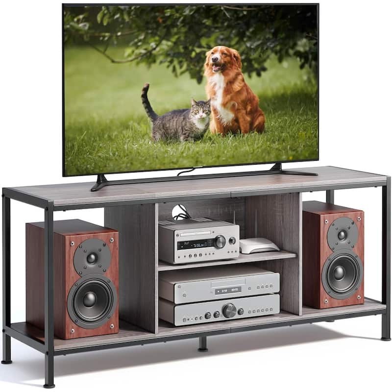 Classic Wood 55 in. TV Stand with Open Shelving for 65 in. TV 3 Tier Game & Entertainment Center TV Stand