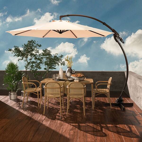 10 patio umbrella with led lights 10' Solar Cantilever Umbrella - LED Lights & UV Protection