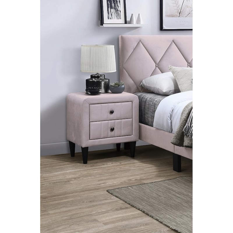 1pc Nightstand Bedside Table 2x Drawers