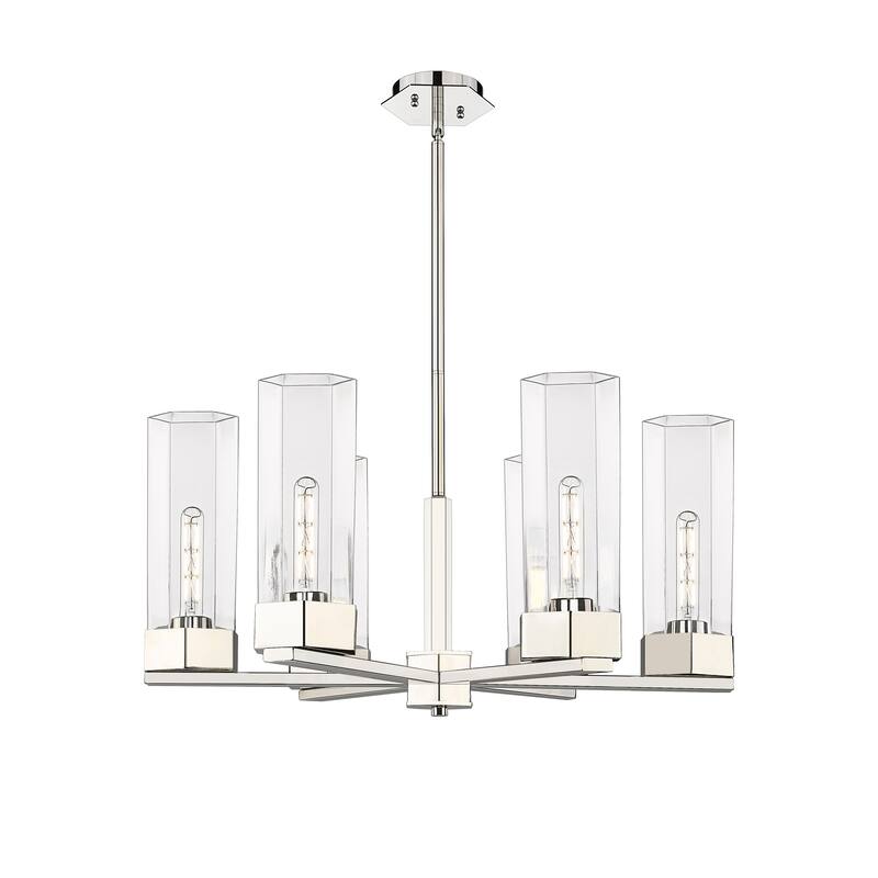 Innovations Lighting Claverack - 6 Light 14" Stem Hung Chandelier - Clear/Polished Nickel