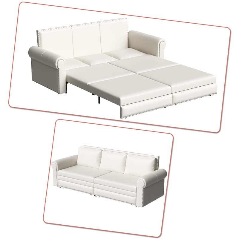 Classic Elegant Convertible Upholstered Sofa Sleeper Sofa with Pull Out Bed
