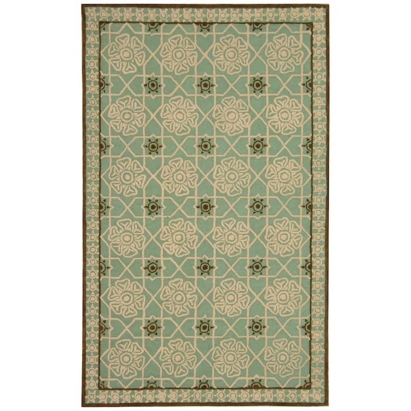 SAFAVIEH Handmade Newport Citlali Modern Cotton Rug - 5' x 8' - Teal/Ivory