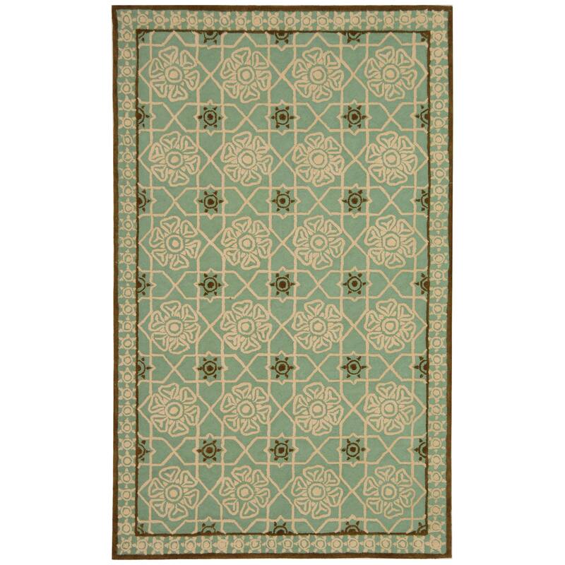 SAFAVIEH Handmade Newport Misae Modern Cotton Rug - 3'9" x 5'9" - Teal/Ivory - Rectangle