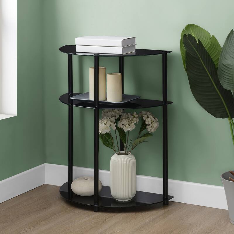 Convenience Concepts Classic Glass 3 Tier Half-Circle Entryway Hall Table