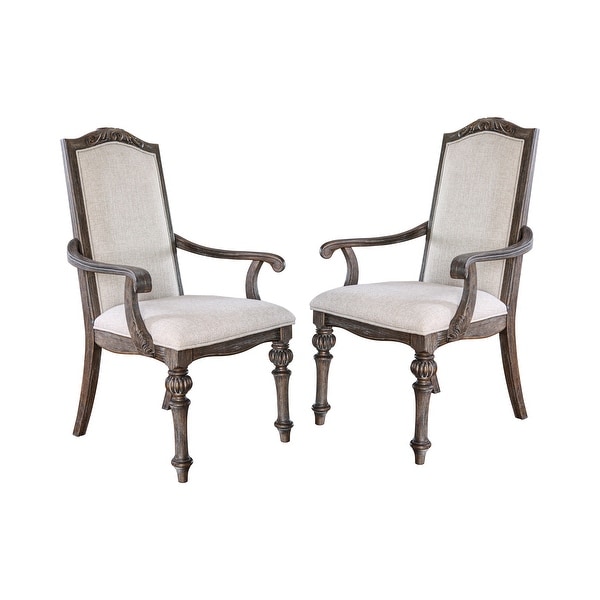 The Gray Barn Cornerways Formal High Back Carved Wood Arm Chairs
