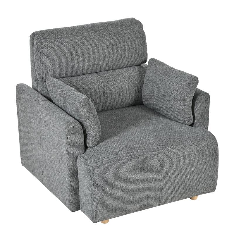 Upholstered Accent Armchair with Storage Ottoman