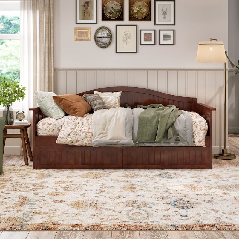 Nantucket Twin Wood Daybed with Set of 2 Drawers