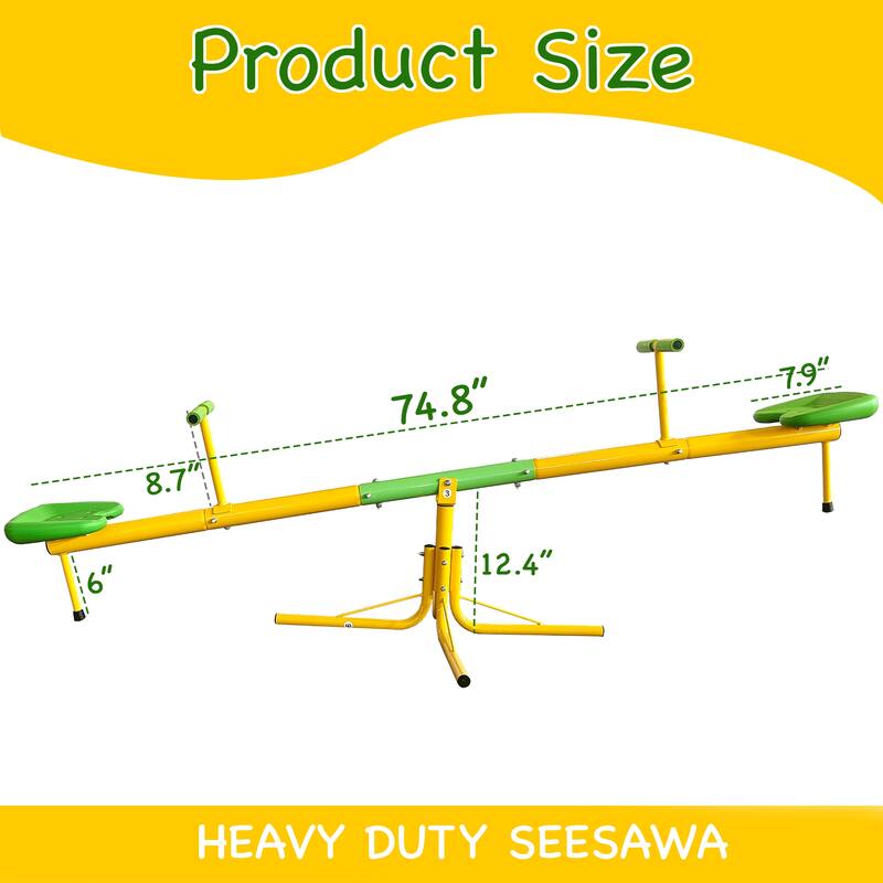 Upgraded Seesaw,Swiveling 360 Degrees Toddlers Sit and Spin Teeter Totter, Kids Outdoor Play Equipment for Backyard Playground