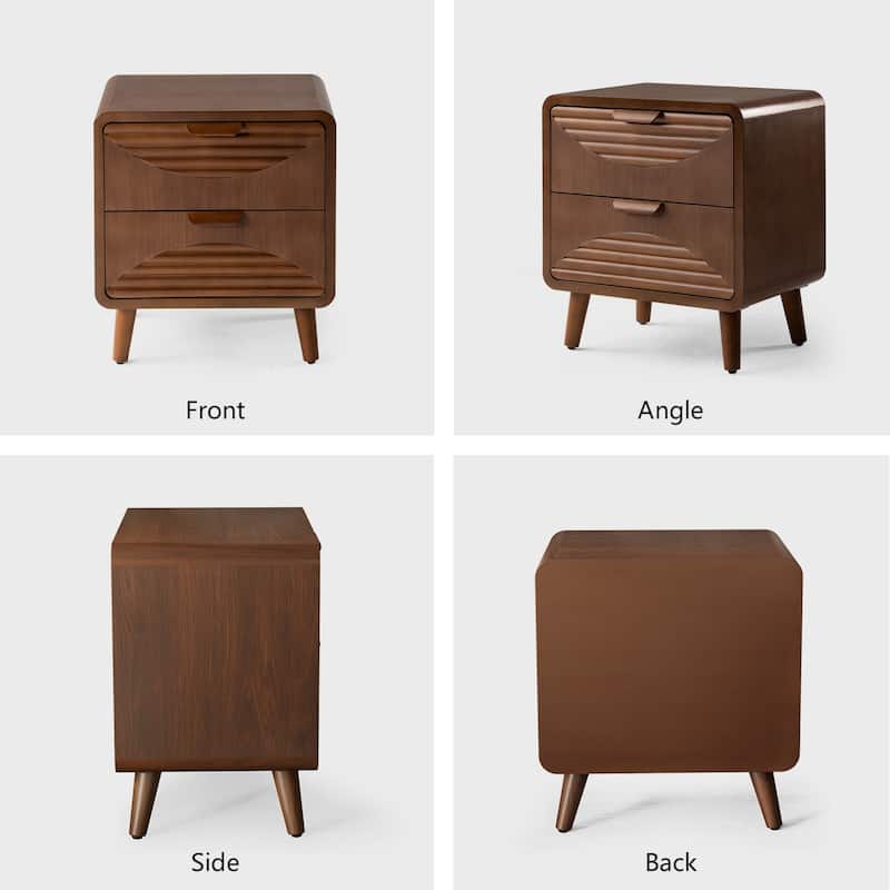 COSIEST Modern Brown End Table with Drawers