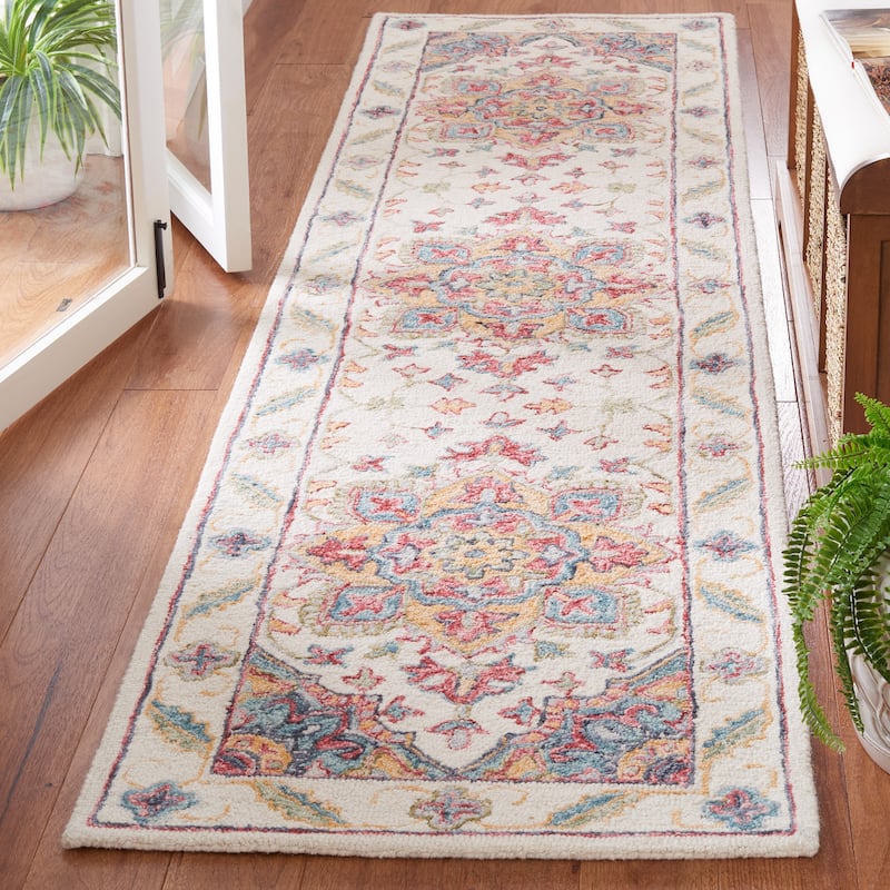 SAFAVIEH Handmade Metro Bert Medallion Wool Rug - 2'3" x 9' Runner - Ivory/Rust