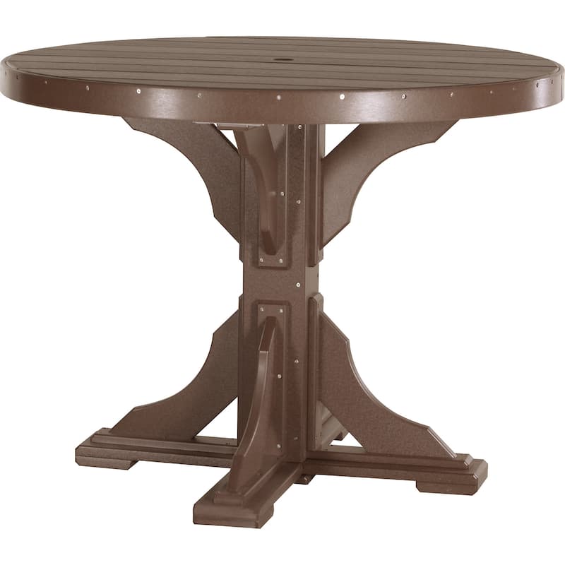 Poly Lumber Round Dining Table Set with Regular Chairs - Counter Height - Chestnut Brown