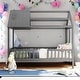 preview thumbnail 1 of 34, Twin Size Wood House Bed With Fence and Solid Construction For Bedroom Grey