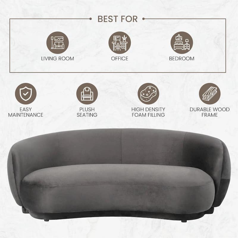Faze 3 Seater Velvet Upholstered Solid Wood Frame Sofa with Plush Foam Cushions, No Assembly for Living Room, Home Office, Bed