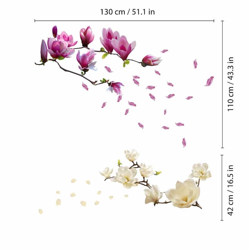 Walplus Wall Sticker Red and White Magnolia Flowers Home Room Décor