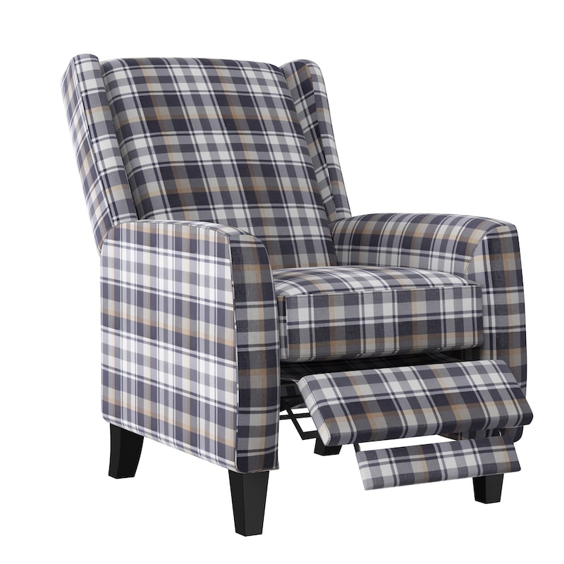 Copper Grove Cori Push Back Recliner Chair - Grey Plaid Velvet