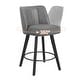 preview thumbnail 13 of 53, 26.in Swivel Bar stool PU Leather/Fabric Upholstered Counter Stool, High Back Armless Stool with Wooden Legs Set of 2 - Dark Gray/Lether