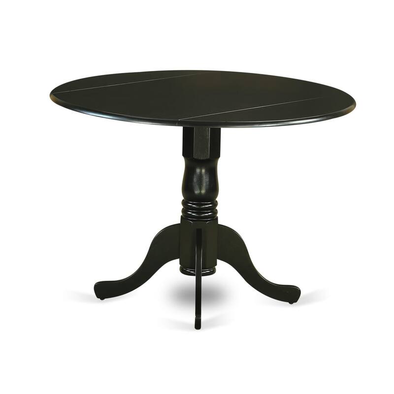 East West Furniture Kitchen Table Set Includes a Round Dining Table and Upholstered Chairs, Black (Pieces Options)