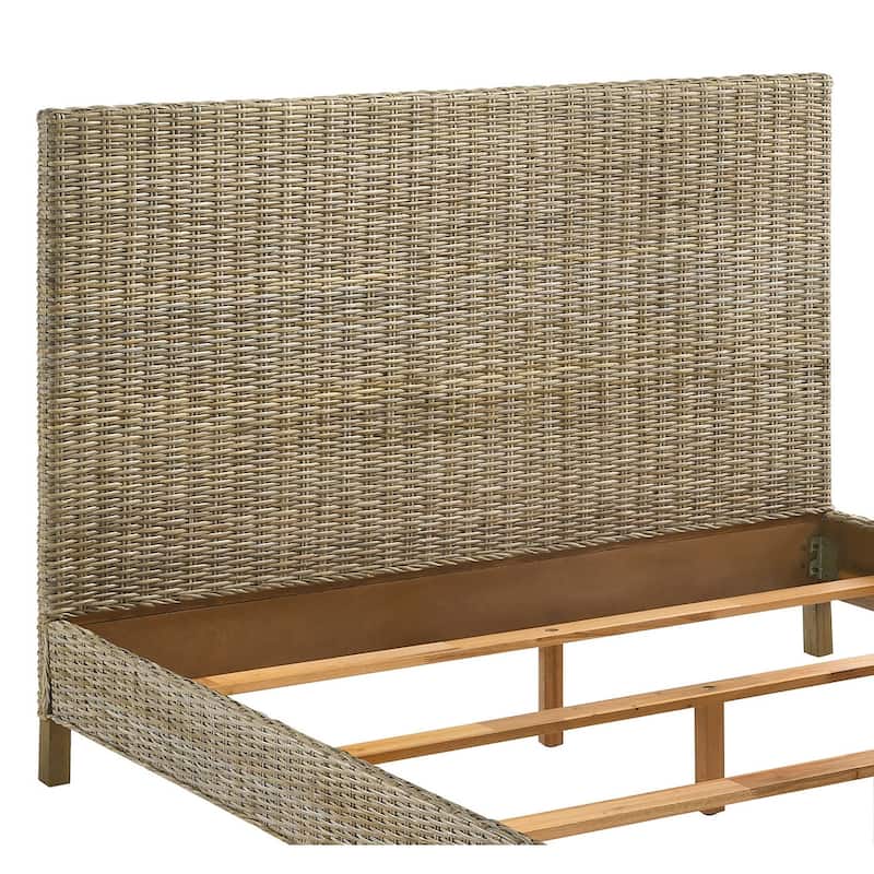 Zyla Woven Rattan Panel Headboard Kubu Grey