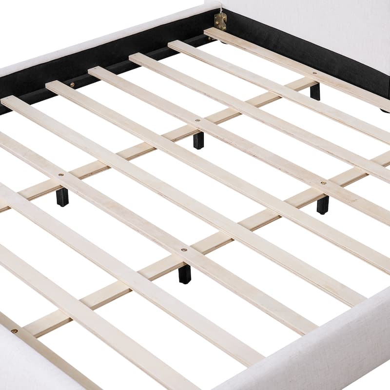 Christopher Knight Home - Naomi Modern Linen Upholstered King Platform Bed with Pillow-Back Headboard