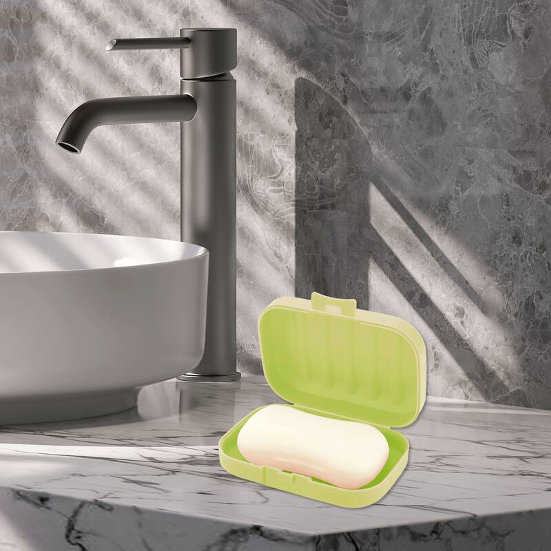 Seal Large with Cover Soap Holder for Bathroom 1 Pc - Green - 4.41"x3.07"x1.5"