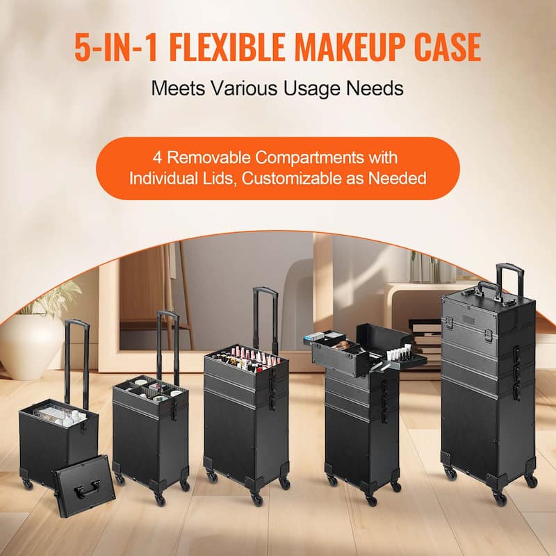 Makeup Train Case Aluminum Cosmetic Case for Women and Girls