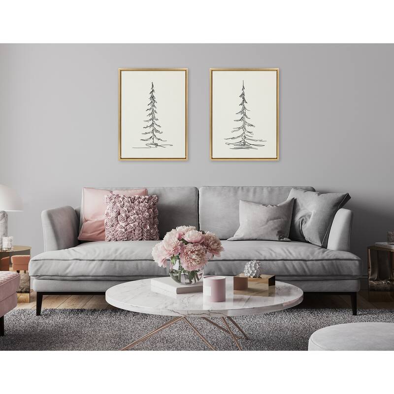 Kate and Laurel Sylvie Trees Canvas Set by The Creative Bunch Studio