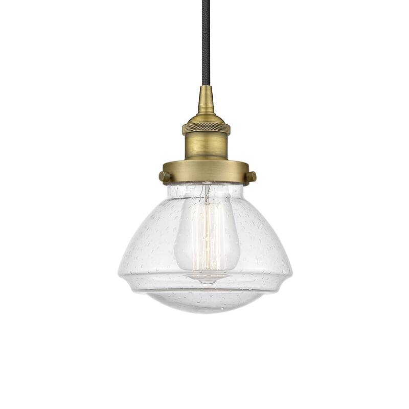 Innovations Lighting 616-1PH-9-7 Olean Pendant Olean 7" Wide Mini - Brushed Brass / Seedy