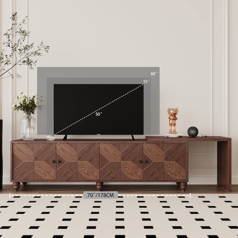 GDF Studio - Wexford 70"-90" Extendable Mid-Century TV Cabinet with Storage and Adjustable Shelves