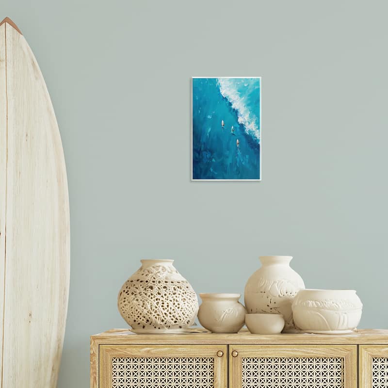 Stupell Aerial Surfers Approaching Wave Wall Plaque Art Design By LSR Design Studio