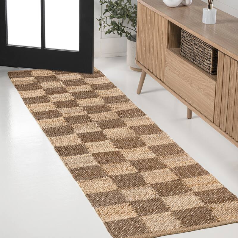 JONATHAN Y Theo Modern Farmhouse Woven Jute Checkerboard Area Rug
