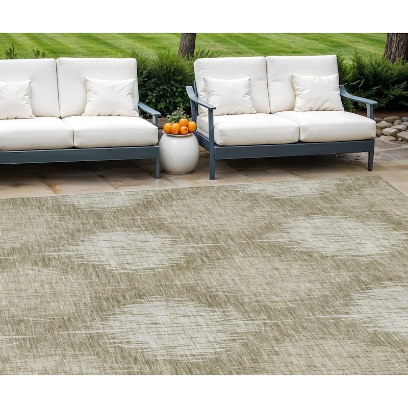HomeRoots Ikat Transitional Rectangle Outdoor Rug - 10' X 14'