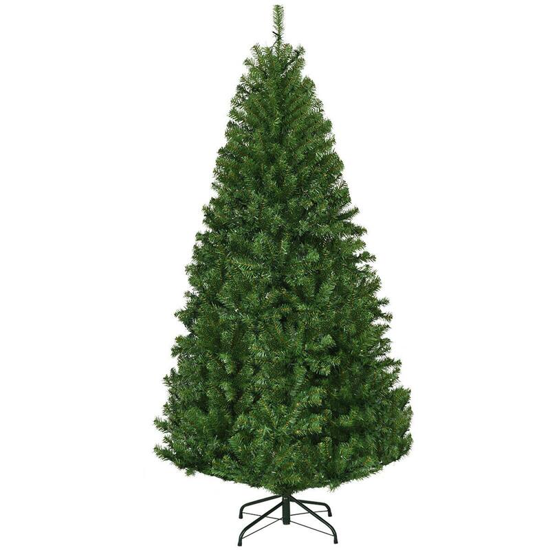 Gymax 5-9FT Pre-Lit Christmas Tree Hinged Artificial Tree w/ Metal