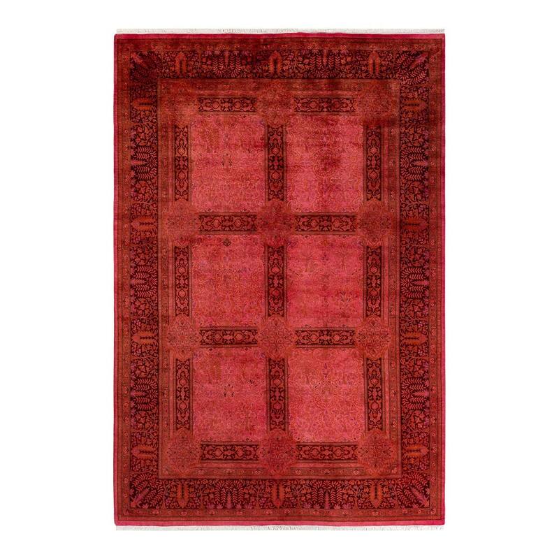 Overton Hand Knotted Wool Vintage Inspired Modern Contemporary Overdyed Pink Area Rug - 6' 2" x 9' 2"