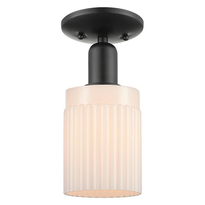 Innovations Lighting 716-1C-11-5 Hadley Semi-Flush Hadley 5" Wide - Matte Black / Matte White