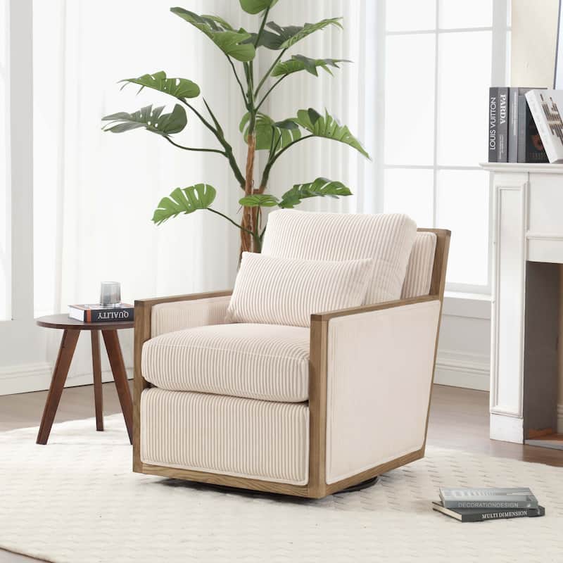 Swivel Barrel Chair, Comfy Accent Sofa Chair for Living Room, 360 Degree Swivel Barrel Club Chair