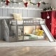 preview thumbnail 1 of 36, Elegant Stairway Twin over Twin Bunk Bed with Two Drawers, Convertible Ladder and Slide, Save Space or Split Into 2 Beds Grey