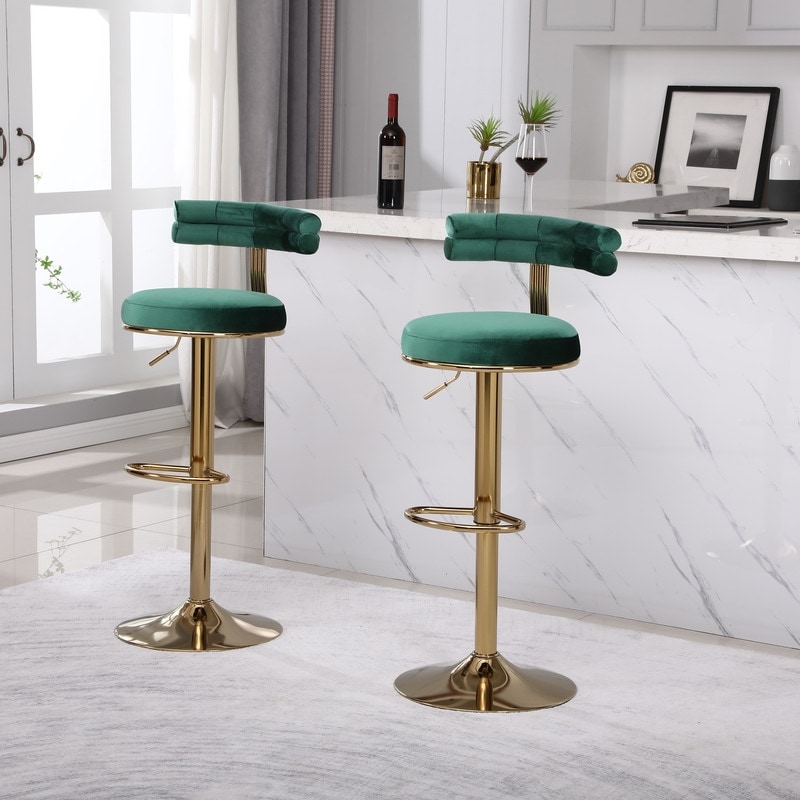 Retro Style Round Seat Swivel Bar Stools with Metal Base 2Pcs Ctn