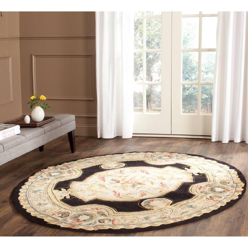 SAFAVIEH Handmade Easy Care Melonie Oriental Rug - 6' Round - Navy/Ivory - Round