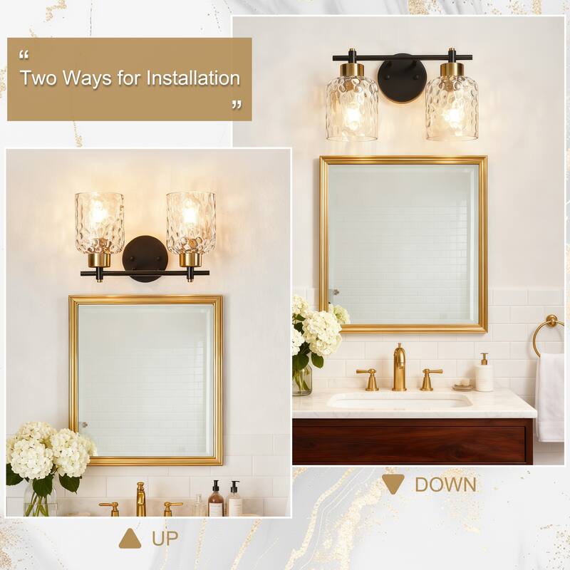 Starsky 2/3/4 Light Modern Dimmable Hammered Glass Bathroom Vanity Light