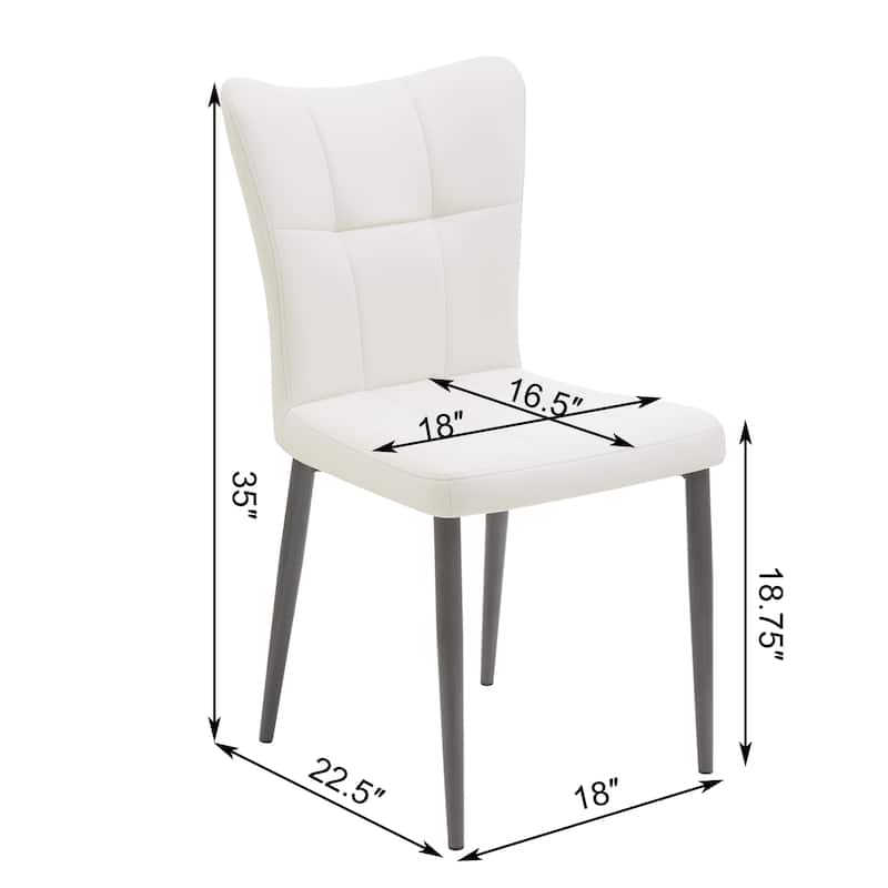 Set of 2 Kitchen & Dining Room Chairs, Modern Chairs with Upholstered Seat, High Back, Metal Legs Wingback Side Chairs