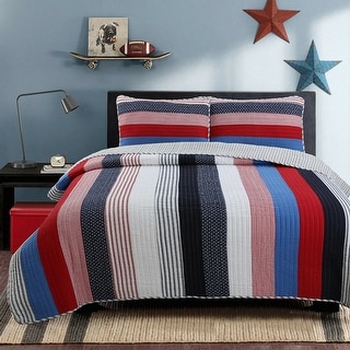 Red Stripe Double Bed Quilt main image 1