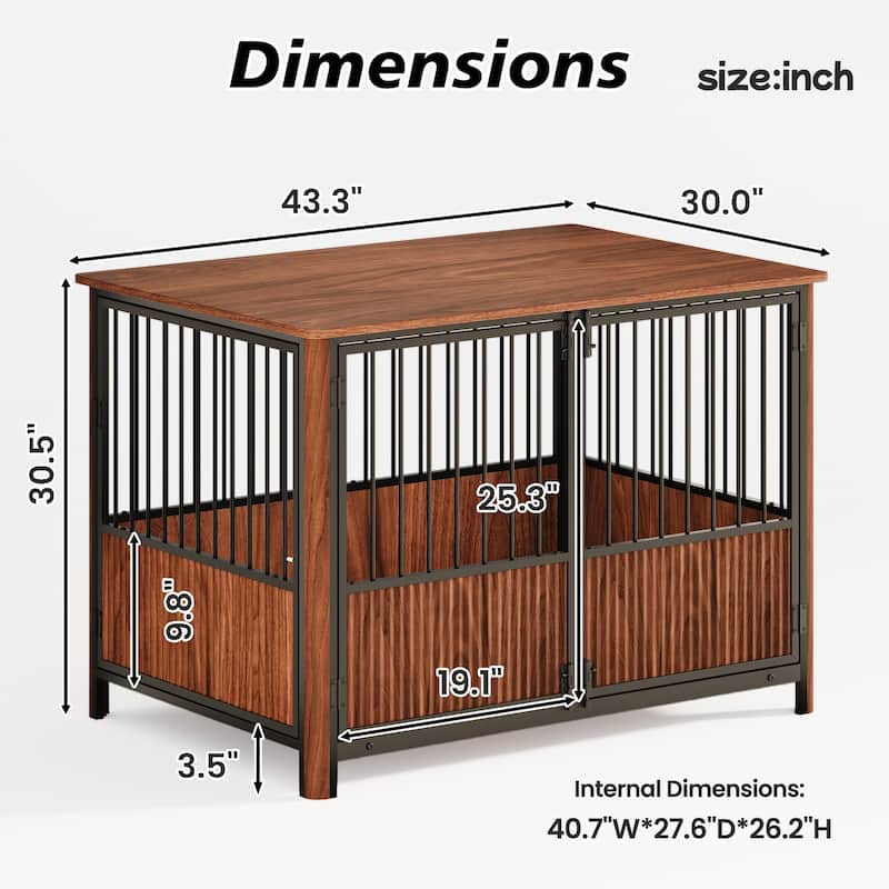GDF Studio - Oakridge Modern Furniture Dog Crate with Multi-Door Design