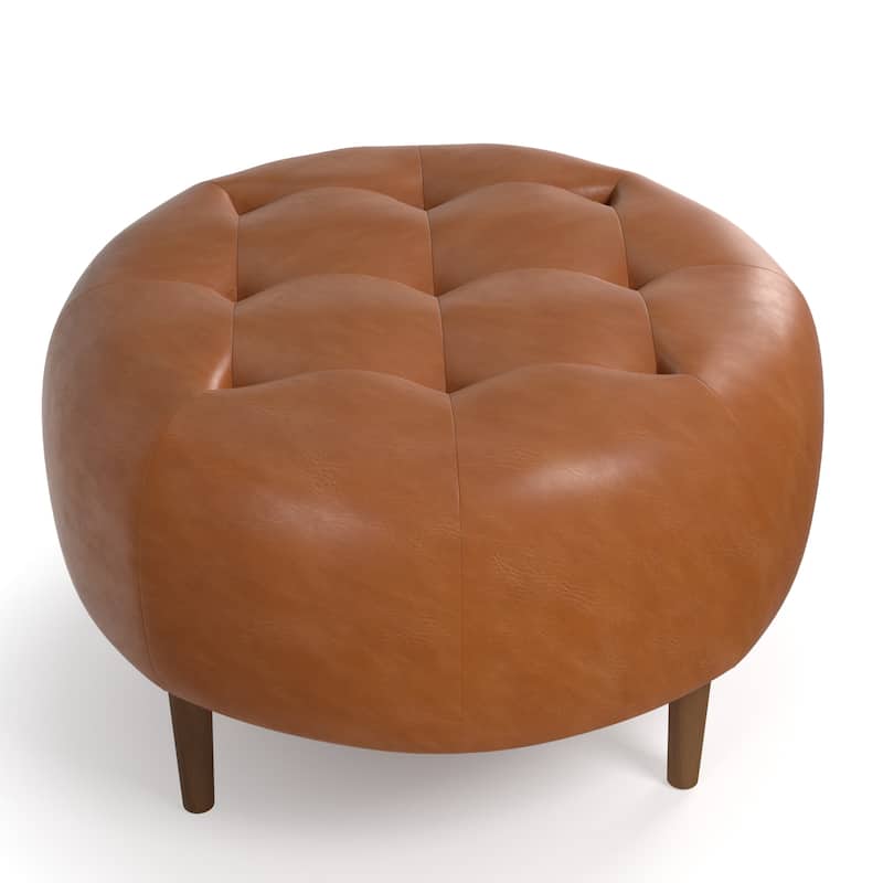 Harding Genuine Leather Round Ottoman