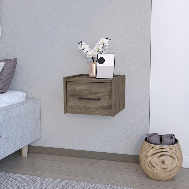 Floating Nightstand for Living Room ,Apartment, Bedroom, Dark Brown