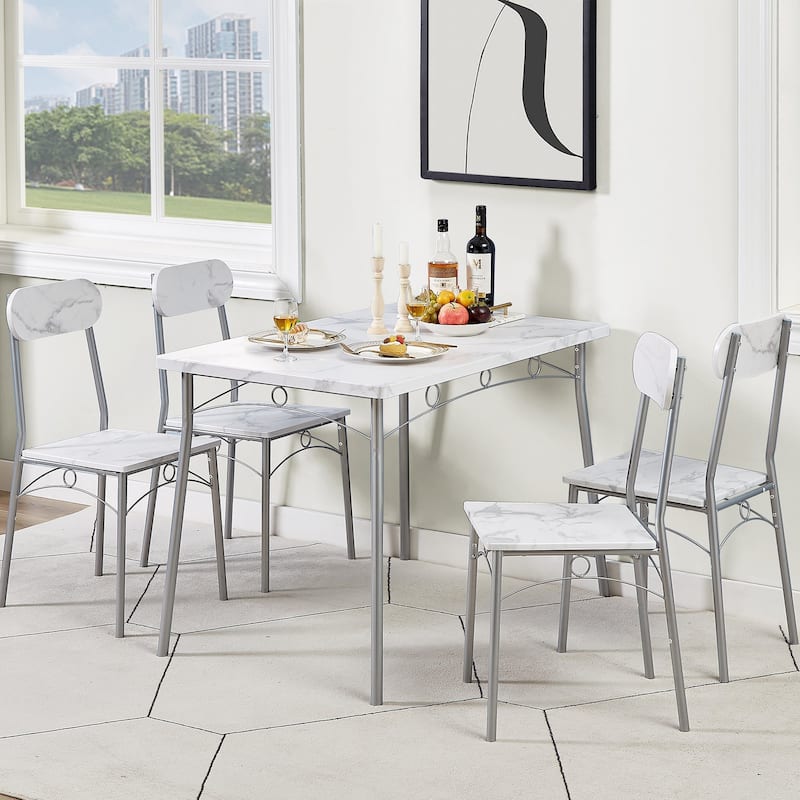 Javlergo 5 Piece Dining Table Set, Kitchen Wood Table and Chairs for 4, Dining Room Sets