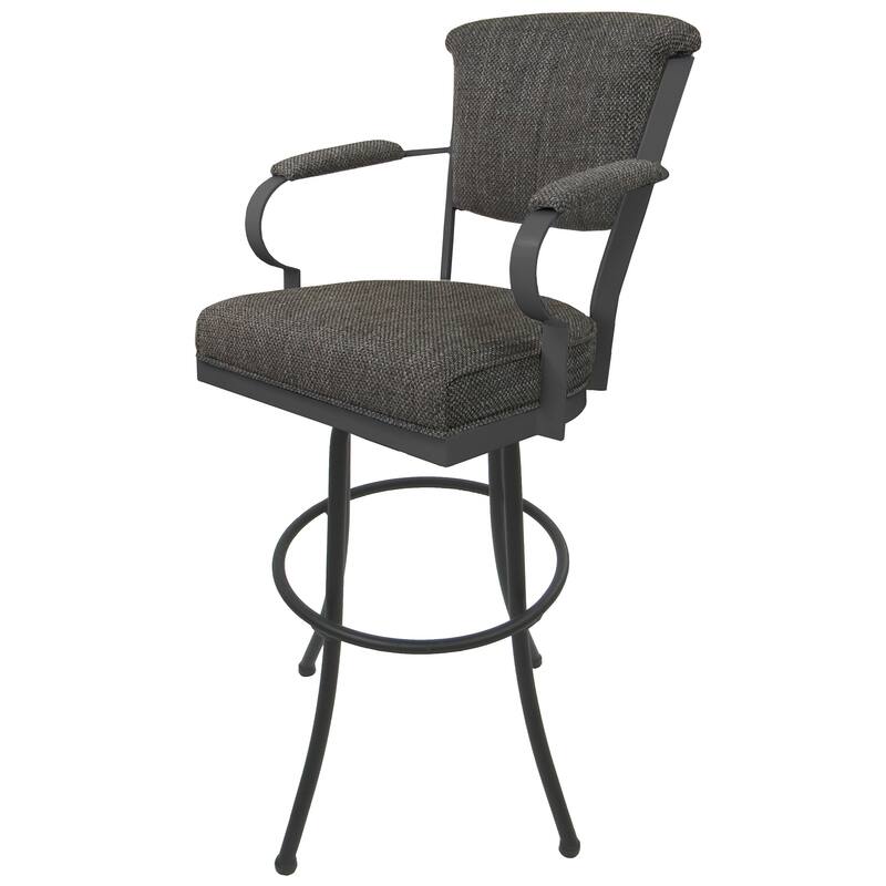 Miami Extra Tall 34" Spectator Metal Bar Stool on Noam Base - 34" Seat Height - Plumley Cocoa - Grey